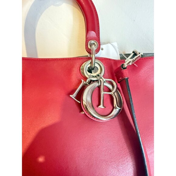 Lady Dior Handbag W/ Dior Keychain Red 2 Way Bag - Picture 3 of 4